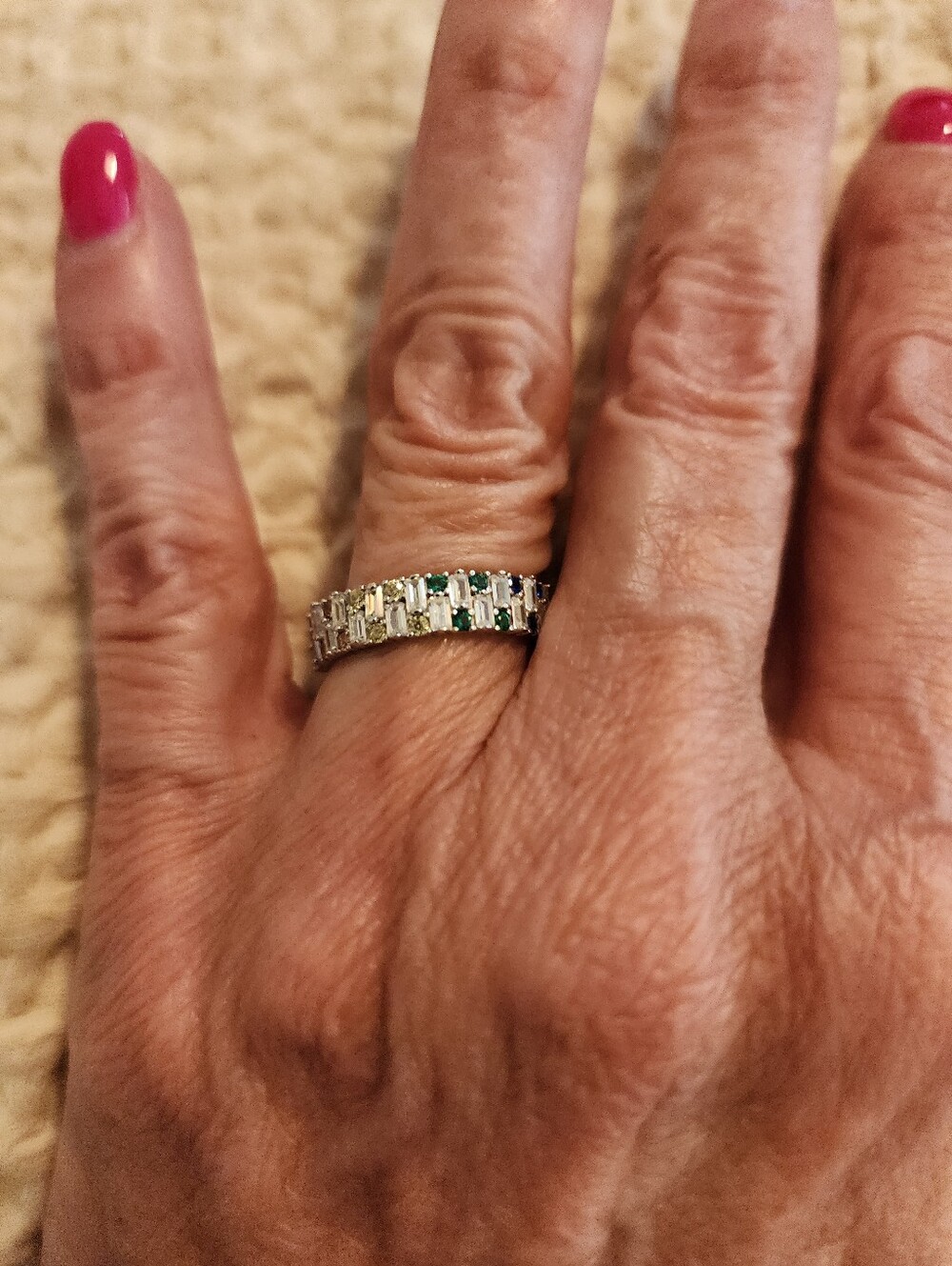 Freida Rothman Vault Multi-colored Stones In Sterling Silver Band Sz 5.5 New